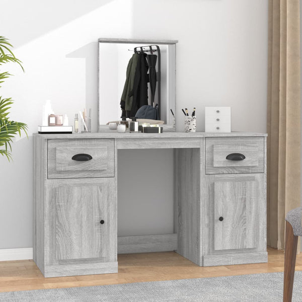 vidaXL Dressing Table with Mirror Sonoma Grey 130x50x132.5 cm