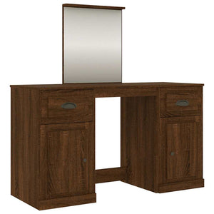 vidaXL Dressing Table with Mirror Brown Oak-Look 130x50x132.5 cm