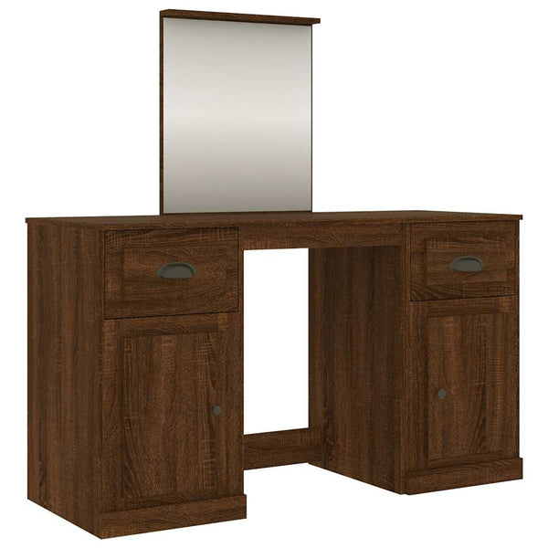 vidaXL Dressing Table with Mirror Brown Oak-Look 130x50x132.5 cm
