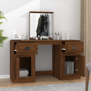 vidaXL Dressing Table with Mirror Brown Oak-Look 130x50x132.5 cm