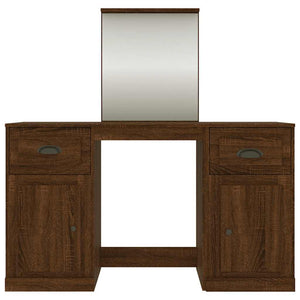 vidaXL Dressing Table with Mirror Brown Oak-Look 130x50x132.5 cm