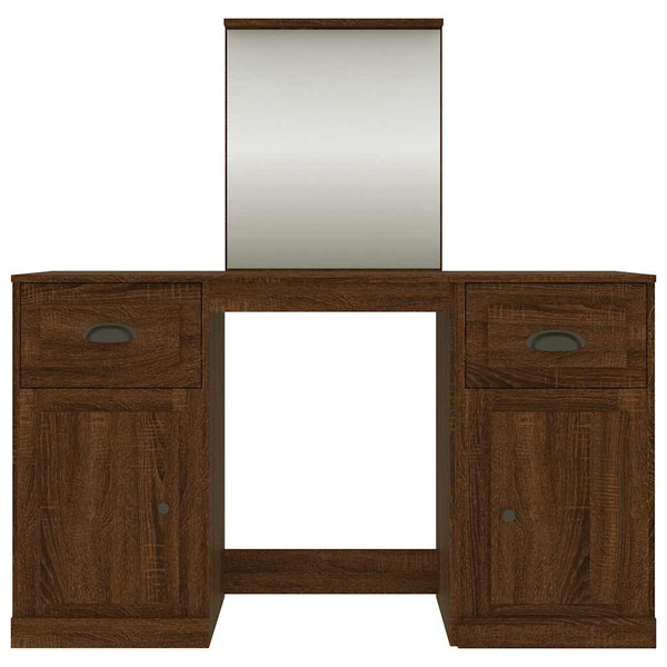 vidaXL Dressing Table with Mirror Brown Oak-Look 130x50x132.5 cm
