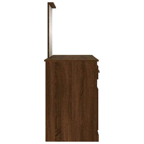 vidaXL Dressing Table with Mirror Brown Oak-Look 130x50x132.5 cm