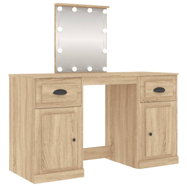 vidaXL Dressing Table with LED Lights Sonoma Oak 130x50x132.5 cm