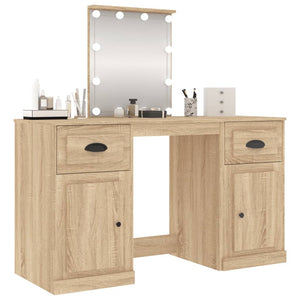 vidaXL Dressing Table with LED Lights Sonoma Oak 130x50x132.5 cm