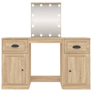vidaXL Dressing Table with LED Lights Sonoma Oak 130x50x132.5 cm