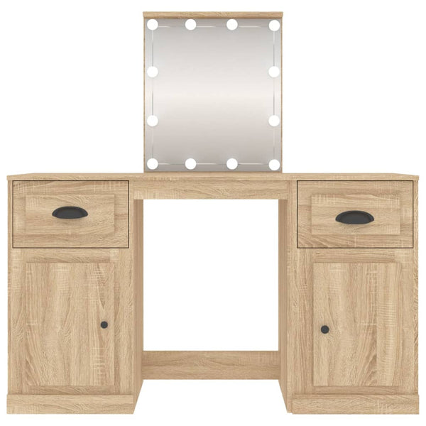 vidaXL Dressing Table with LED Lights Sonoma Oak 130x50x132.5 cm