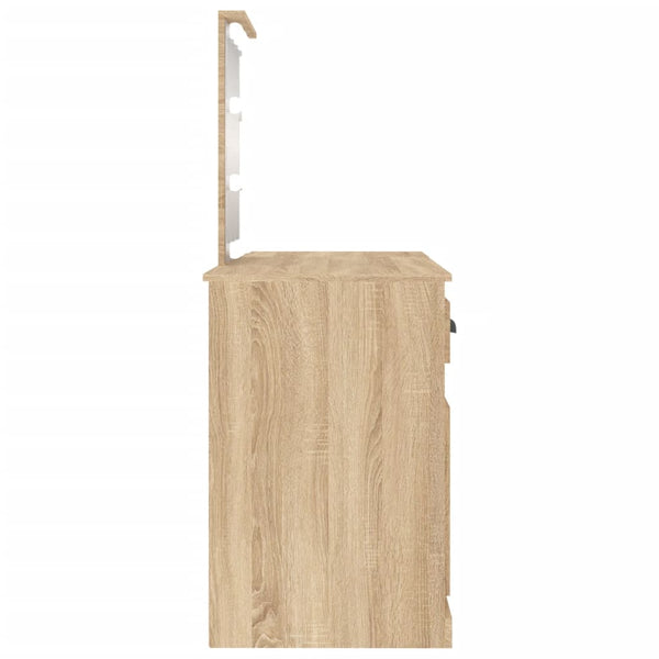 vidaXL Dressing Table with LED Lights Sonoma Oak 130x50x132.5 cm
