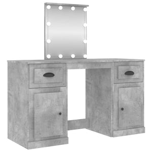 vidaXL Dressing Table with LED Lights Concrete Grey 130x50x132.5 cm