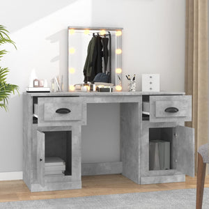 vidaXL Dressing Table with LED Lights Concrete Grey 130x50x132.5 cm