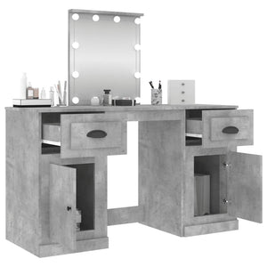 vidaXL Dressing Table with LED Lights Concrete Grey 130x50x132.5 cm