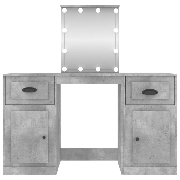 vidaXL Dressing Table with LED Lights Concrete Grey 130x50x132.5 cm