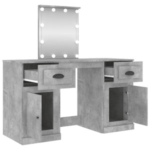 vidaXL Dressing Table with LED Lights Concrete Grey 130x50x132.5 cm