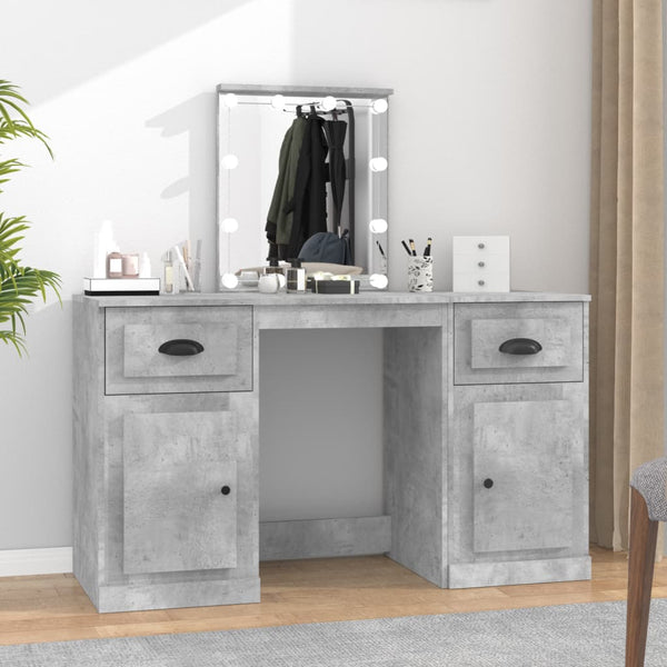 vidaXL Dressing Table with LED Lights Concrete Grey 130x50x132.5 cm