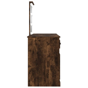 vidaXL Dressing Table with LED Lights Smoked Oak 130x50x132.5 cm