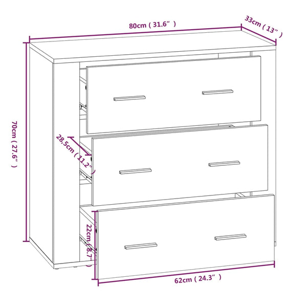 vidaXL Sideboard White Engineered Wood