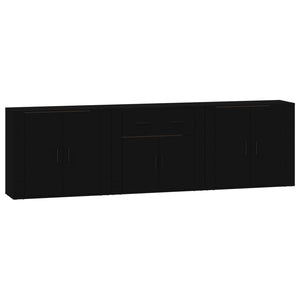 vidaXL Sideboards 3 pcs. Black Engineered Wood