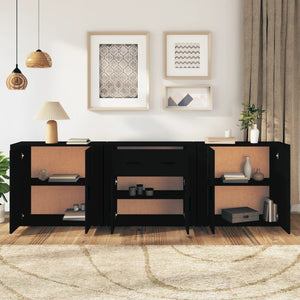 vidaXL Sideboards 3 pcs. Black Engineered Wood