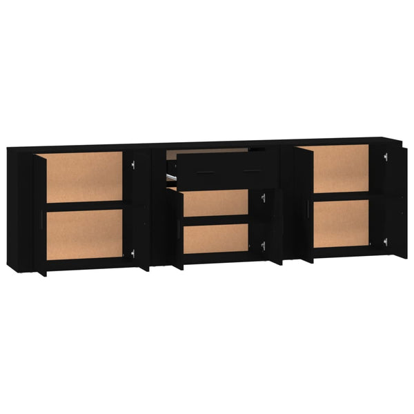 vidaXL Sideboards 3 pcs. Black Engineered Wood