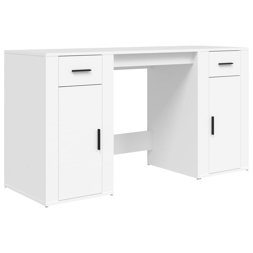 vidaXL Desk with Storage White Engineered Wood