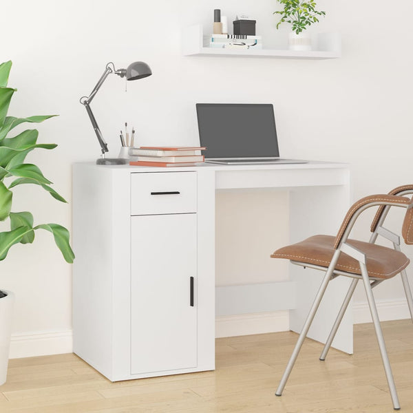 vidaXL Desk with Storage White Engineered Wood