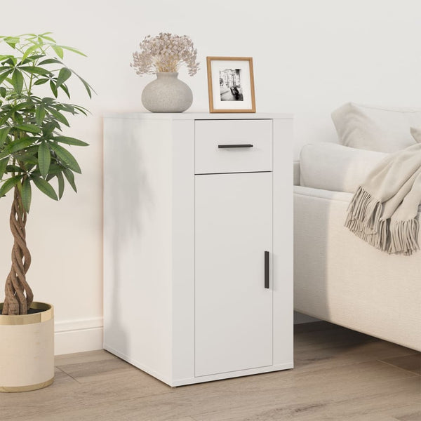 vidaXL Desk with Storage White Engineered Wood