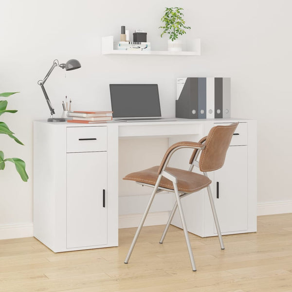 vidaXL Desk with Storage White Engineered Wood
