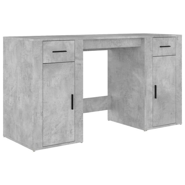 vidaXL Desk with Storage Concrete Grey Engineered Wood