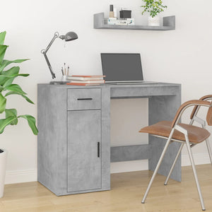 vidaXL Desk with Storage Concrete Grey Engineered Wood