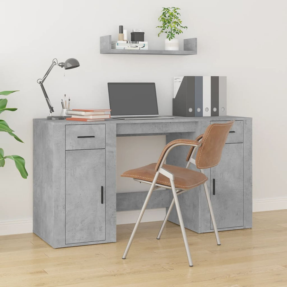 vidaXL Desk with Storage Concrete Grey Engineered Wood