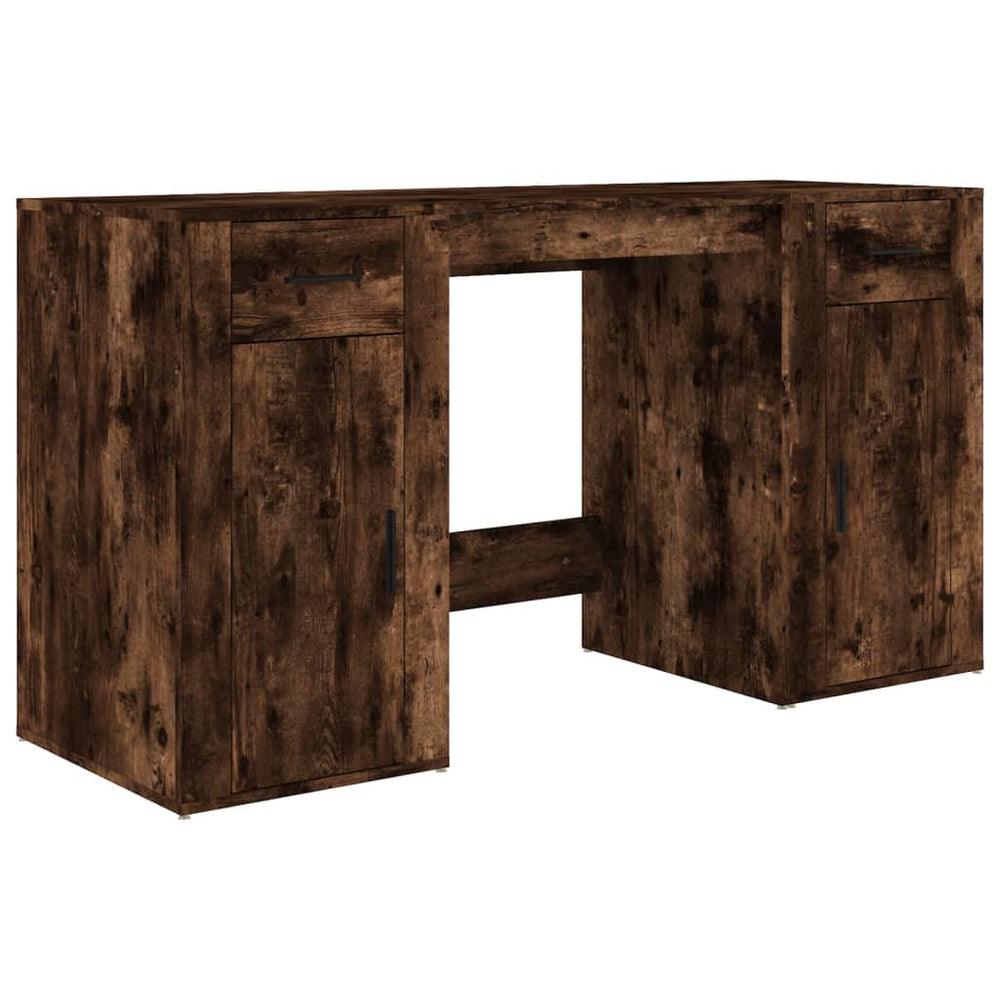 vidaXL Desk with Storage Smoked Oak Engineered Wood