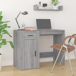 vidaXL Desk with Storage Grey Sonoma Engineered Wood