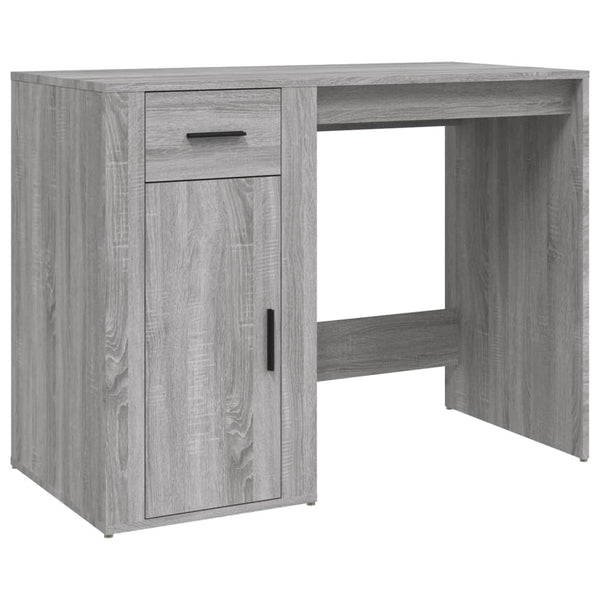 vidaXL Desk with Storage Grey Sonoma Engineered Wood