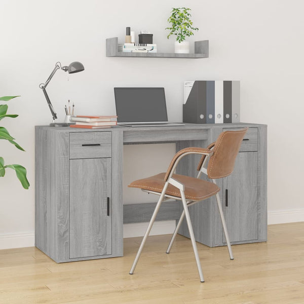 vidaXL Desk with Storage Grey Sonoma Engineered Wood