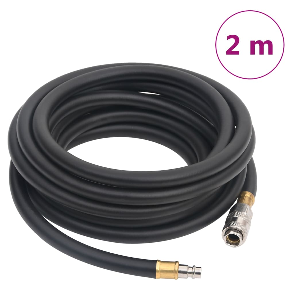 vidaXL Hybrid Air Hose Black 0.6" 2 m Rubber and PVC