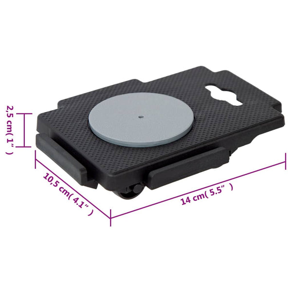 vidaXL Dolly with 8 Wheels 4 pcs. Black Polypropylene 150 kg