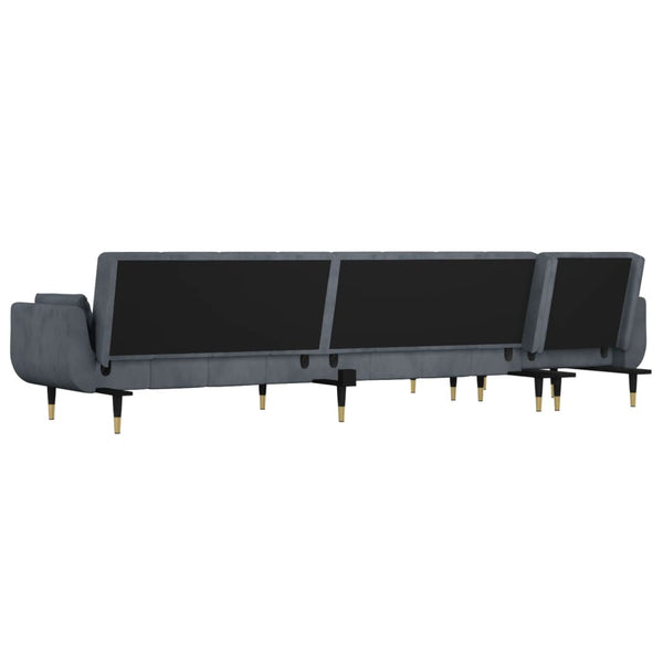 Schlafsofa in L-Form Dunkelgrau 275x140x70 cm Samt