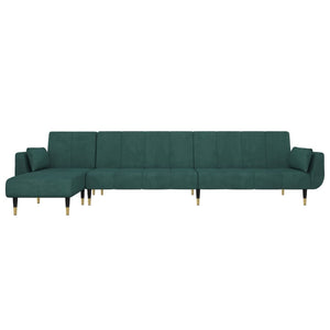 Schlafsofa in L-Form Dunkelgrün 275x140x70 cm Samt