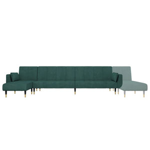 Schlafsofa in L-Form Dunkelgrün 275x140x70 cm Samt