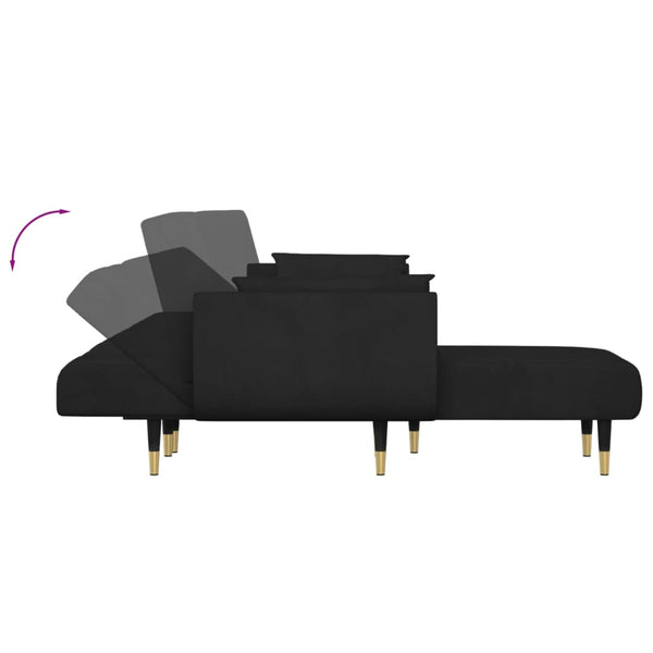 Schlafsofa in L-Form Schwarz 275x140x70 cm Samt