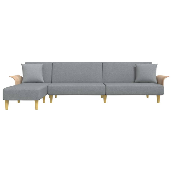 Schlafsofa in L-Form Hellgrau 279x140x70 cm Stoff