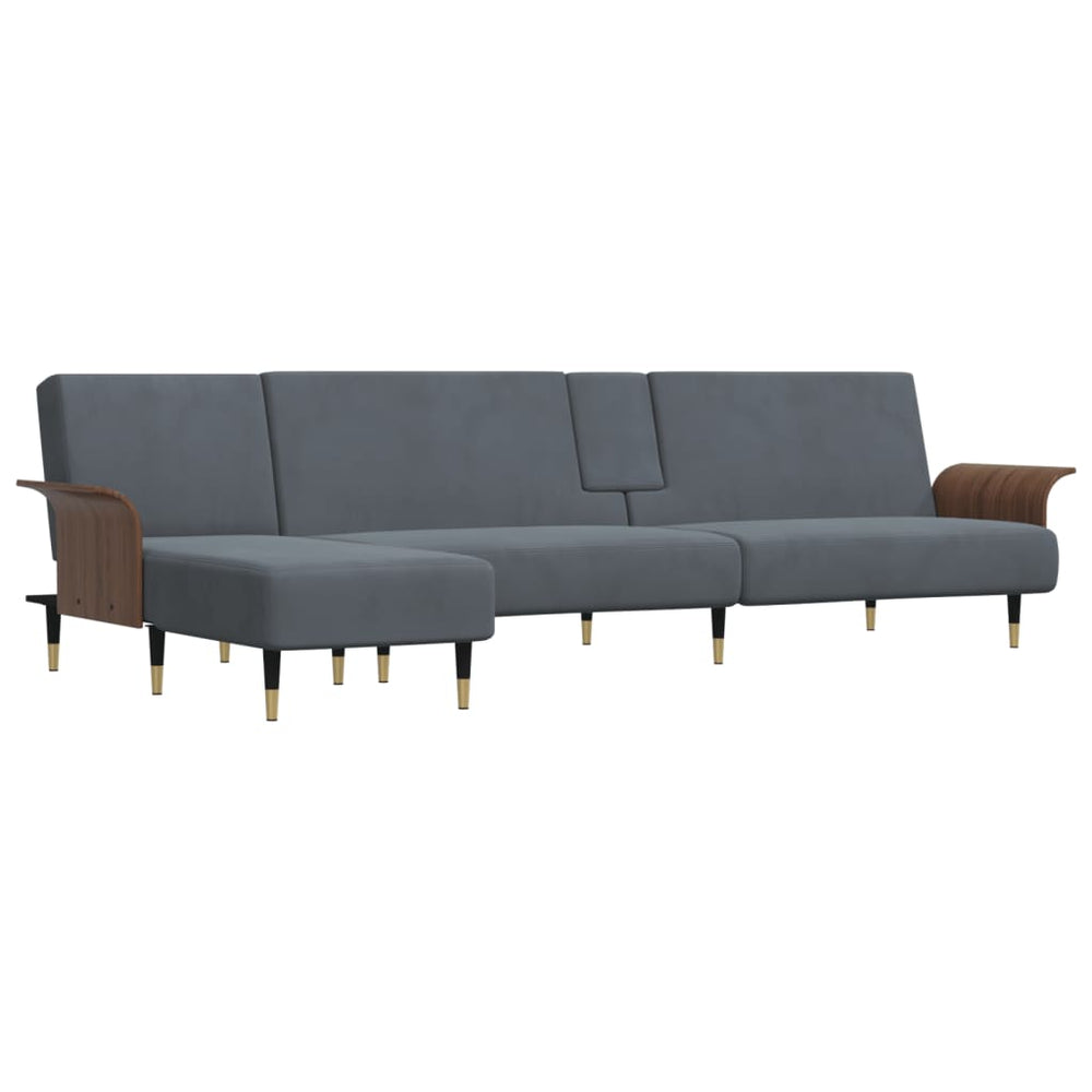 vidaXL L-shaped Sofa Bed Dark Grey 279x140x70 cm Velvet