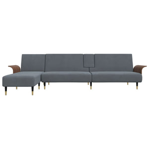 vidaXL L-shaped Sofa Bed Dark Grey 279x140x70 cm Velvet