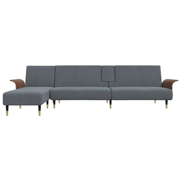 vidaXL L-shaped Sofa Bed Dark Grey 279x140x70 cm Velvet