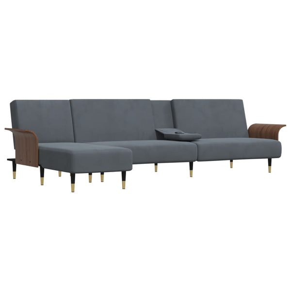 vidaXL L-shaped Sofa Bed Dark Grey 279x140x70 cm Velvet