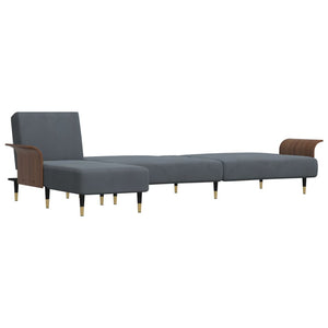 vidaXL L-shaped Sofa Bed Dark Grey 279x140x70 cm Velvet