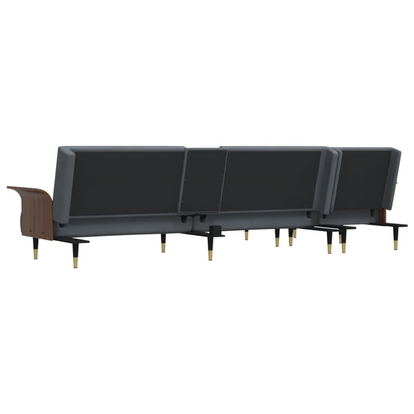 vidaXL L-shaped Sofa Bed Dark Grey 279x140x70 cm Velvet