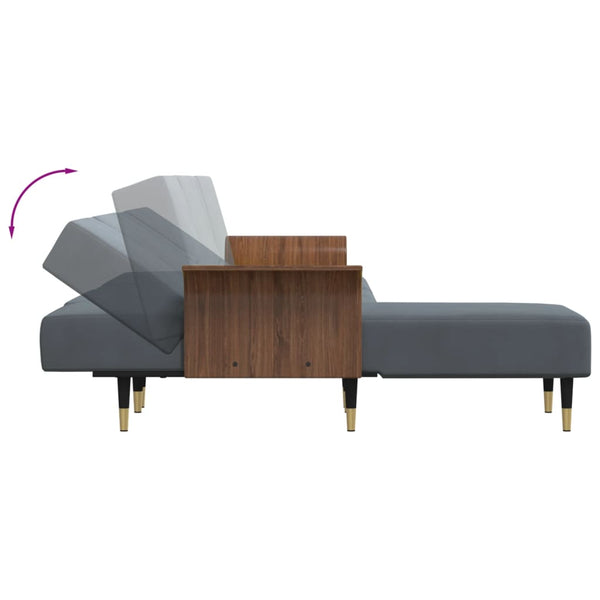 vidaXL L-shaped Sofa Bed Dark Grey 279x140x70 cm Velvet