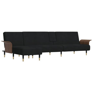 vidaXL L-shaped Sofa Bed Black 279x140x70 cm Velvet