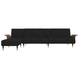 vidaXL L-shaped Sofa Bed Black 279x140x70 cm Velvet